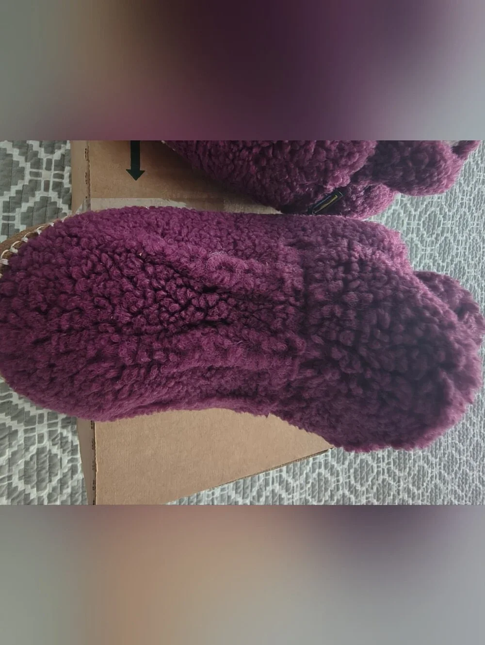 New L.L. Bean Kids 3-4 Plush Slip-On Slippers in Plum